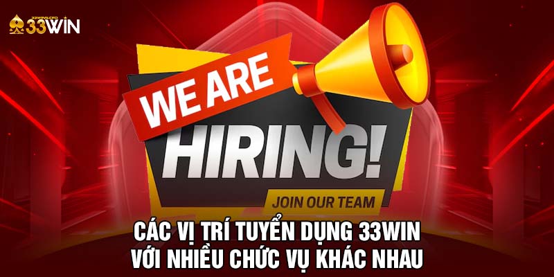 Các vị trí tuyển dụng 33WIN với nhiều chức vụ khác nhau